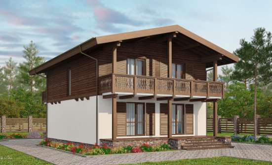 150-016-Л Проект двухэтажного дома мансардой, бюджетный дом из поризованных блоков Южно-Сахалинск | Проекты домов от House Expert