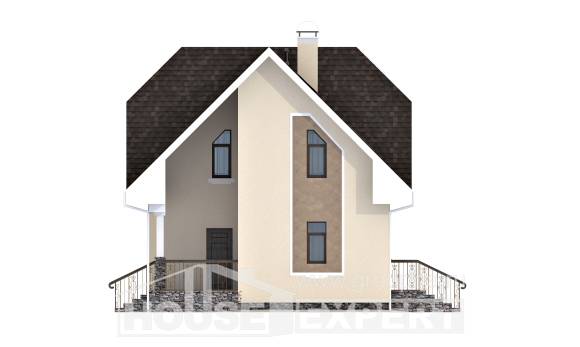 125-001-Л Проект двухэтажного дома с мансардным этажом, экономичный дом из арболита Поронайск, House Expert