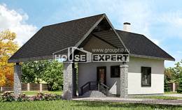 060-001-П Проект двухэтажного дома мансардный этаж, гараж, уютный домик из бризолита Невельск, House Expert