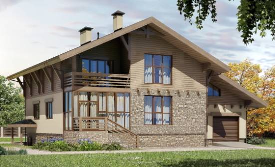 420-001-Л Проект трехэтажного дома с мансардой, гараж, красивый загородный дом из кирпича Оха | Проекты домов от House Expert