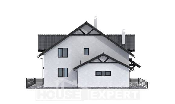 290-003-П Проект двухэтажного дома мансардный этаж, большой загородный дом из газобетона Южно-Сахалинск, House Expert