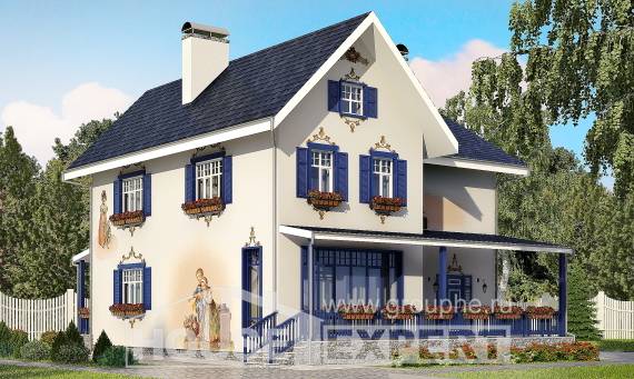 180-003-П Проект двухэтажного дома, современный домик из кирпича, Поронайск