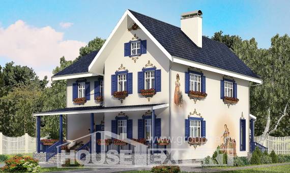 180-003-П Проект двухэтажного дома, скромный коттедж из кирпича Южно-Сахалинск, House Expert