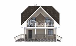 125-001-Л Проект двухэтажного дома мансардный этаж, скромный коттедж из газосиликатных блоков Холмск, House Expert