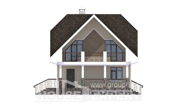 125-001-Л Проект двухэтажного дома с мансардой, классический домик из блока Невельск, House Expert