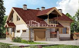 165-002-П Проект двухэтажного дома с мансардой, гараж, доступный загородный дом из газобетона Южно-Сахалинск, House Expert