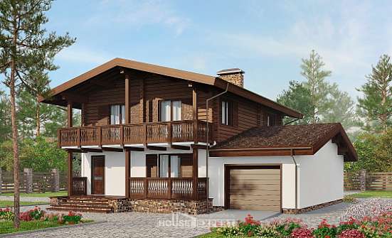 200-011-П Проект двухэтажного дома мансардой, простой домик из блока Оха | Проекты домов от House Expert