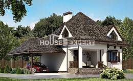 110-002-Л Проект двухэтажного дома с мансардным этажом и гаражом, бюджетный домик из теплоблока Оха, House Expert