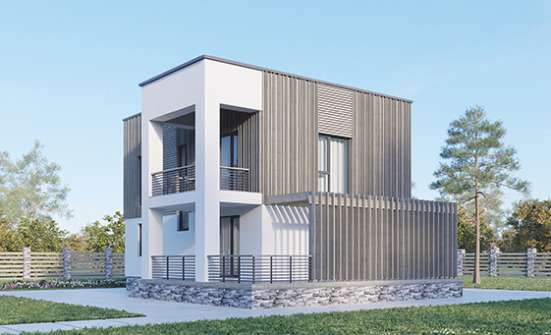 150-017-П Проект двухэтажного дома, доступный коттедж из твинблока Южно-Сахалинск | Проекты домов от House Expert