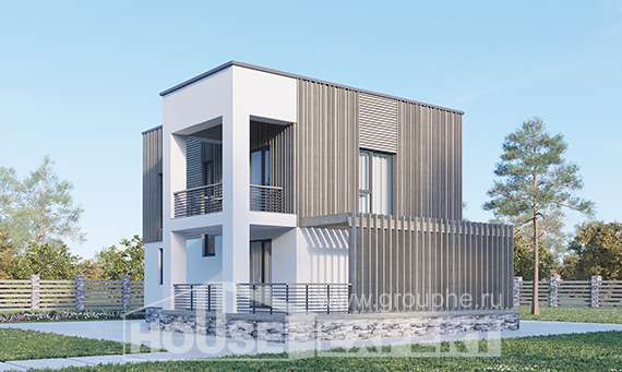 150-017-П Проект двухэтажного дома, компактный загородный дом из блока Южно-Сахалинск, House Expert
