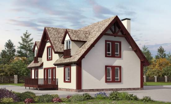 300-008-Л Проект двухэтажного дома с мансардой, гараж, красивый дом из газосиликатных блоков, Поронайск
