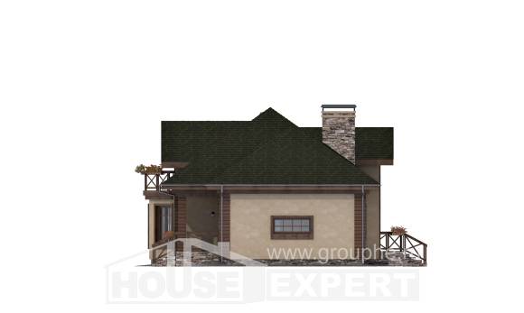 180-010-П Проект двухэтажного дома мансардой и гаражом, средний коттедж из теплоблока Южно-Сахалинск, House Expert