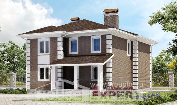 185-002-П Проект двухэтажного дома, экономичный загородный дом из бризолита Невельск, House Expert