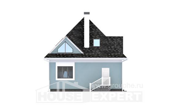 110-001-Л Проект двухэтажного дома с мансардой, недорогой домик из теплоблока Холмск, House Expert