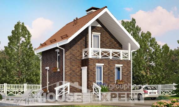 045-001-Л Проект двухэтажного дома с мансардой, недорогой загородный дом из твинблока Холмск, House Expert