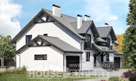 290-003-П Проект двухэтажного дома с мансардным этажом, большой домик из керамзитобетонных блоков Оха, House Expert
