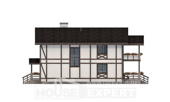 250-002-Л Проект двухэтажного дома с мансардным этажом и гаражом, средний дом из кирпича Южно-Сахалинск, House Expert