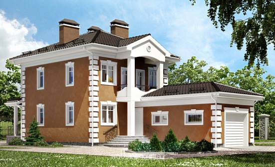 150-006-П Проект двухэтажного дома и гаражом, уютный загородный дом из бризолита Холмск | Проекты домов от House Expert