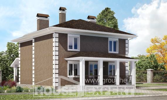185-002-П Проект двухэтажного дома, красивый загородный дом из поризованных блоков Оха, House Expert