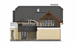 255-003-П Проект трехэтажного дома с мансардным этажом и гаражом, красивый дом из пеноблока Оха, House Expert
