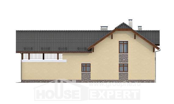 255-003-П Проект трехэтажного дома мансардой и гаражом, средний коттедж из пеноблока Холмск, House Expert