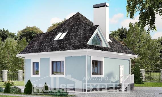 110-001-Л Проект двухэтажного дома с мансардой, скромный дом из газосиликатных блоков Южно-Сахалинск, House Expert