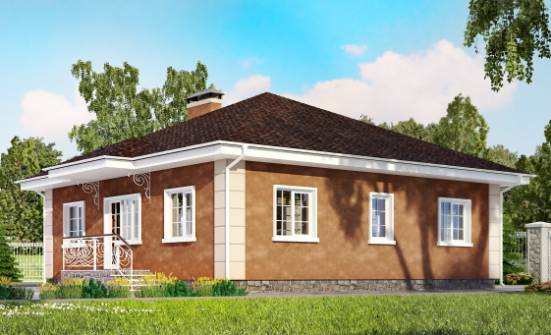 100-001-Л Проект одноэтажного дома, экономичный загородный дом из газосиликатных блоков, Южно-Сахалинск