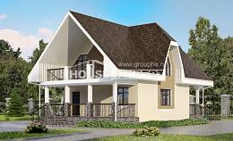 125-001-Л Проект двухэтажного дома с мансардным этажом, уютный загородный дом из поризованных блоков Южно-Сахалинск, House Expert