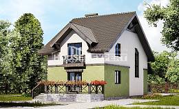 120-003-П Проект двухэтажного дома с мансардным этажом, бюджетный дом из поризованных блоков Южно-Сахалинск, House Expert
