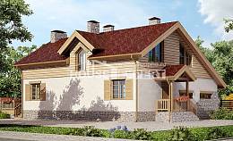 165-002-П Проект двухэтажного дома мансардой и гаражом, небольшой коттедж из поризованных блоков Оха, House Expert