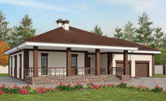 160-015-П Проект одноэтажного дома, гараж, экономичный загородный дом из газосиликатных блоков, Южно-Сахалинск