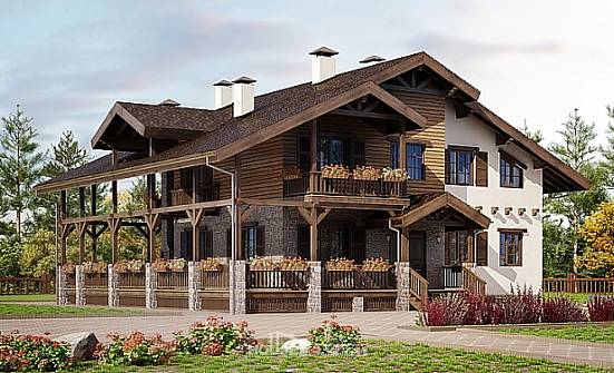 400-004-П Проект трехэтажного дома с мансардой, гараж, большой коттедж из кирпича Невельск | Проекты домов от House Expert