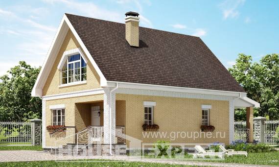 130-004-П Проект двухэтажного дома мансардный этаж, классический дом из арболита Поронайск, House Expert