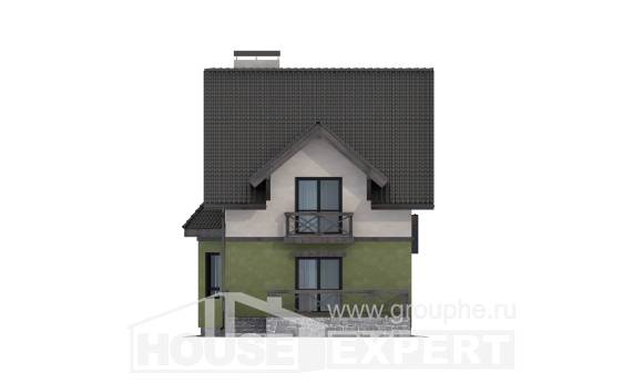 120-003-П Проект двухэтажного дома с мансардой, доступный домик из арболита Оха, House Expert