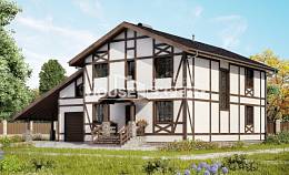 250-002-Л Проект двухэтажного дома с мансардой и гаражом, классический загородный дом из кирпича Южно-Сахалинск, House Expert