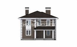 185-002-П Проект двухэтажного дома, экономичный коттедж из поризованных блоков Холмск, House Expert