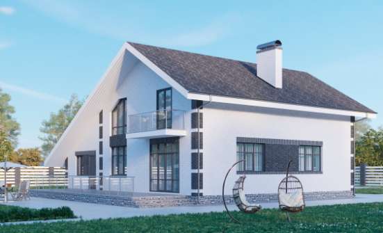 190-008-П Проект двухэтажного дома с мансардным этажом, гараж, красивый домик из арболита Холмск | Проекты домов от House Expert
