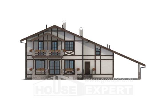 250-002-Л Проект двухэтажного дома мансардный этаж, гараж, простой домик из кирпича Холмск, House Expert