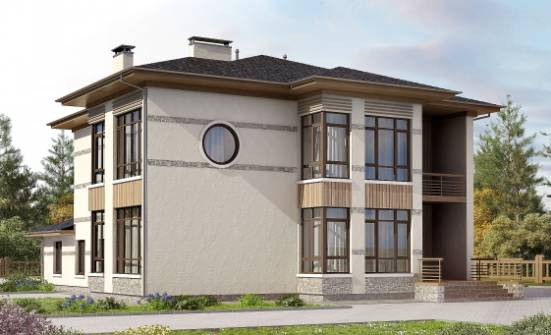 345-001-П Проект двухэтажного дома, большой коттедж из пеноблока, Южно-Сахалинск