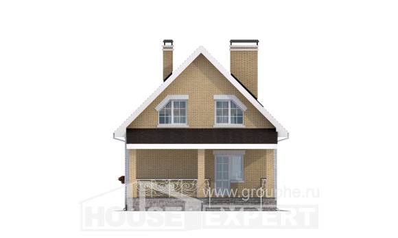 130-004-П Проект двухэтажного дома с мансардой, доступный коттедж из керамзитобетонных блоков Невельск, House Expert