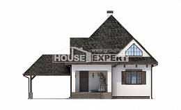 110-002-Л Проект двухэтажного дома мансардой и гаражом, компактный дом из блока Поронайск, House Expert