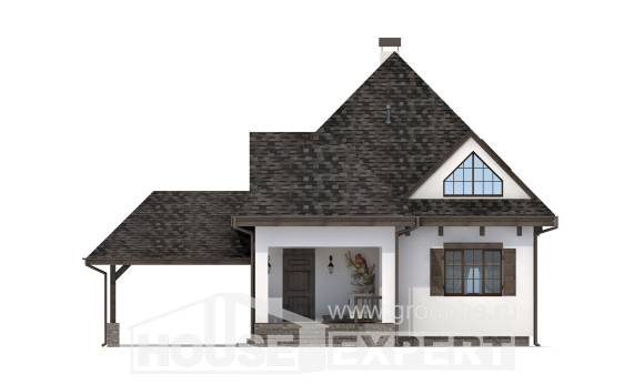 110-002-Л Проект двухэтажного дома мансардой и гаражом, компактный дом из блока Поронайск, House Expert