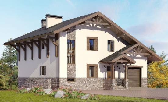 305-002-Л Проект трехэтажного дома с мансардой, гараж, большой коттедж из кирпича, Южно-Сахалинск