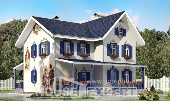 180-003-П Проект двухэтажного дома, красивый дом из кирпича, Холмск