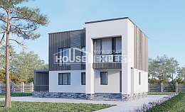 150-017-П Проект двухэтажного дома, небольшой коттедж из поризованных блоков, Холмск