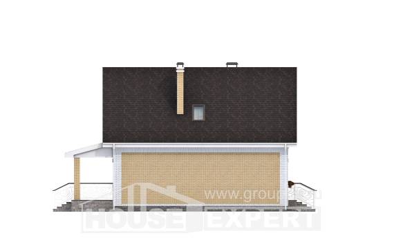 130-004-П Проект двухэтажного дома с мансардой, бюджетный загородный дом из арболита Холмск, House Expert