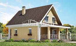 130-004-П Проект двухэтажного дома с мансардой, экономичный коттедж из бризолита Поронайск, House Expert