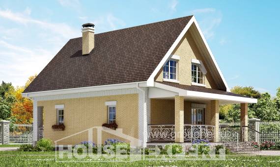130-004-П Проект двухэтажного дома с мансардой, экономичный коттедж из бризолита Поронайск, House Expert
