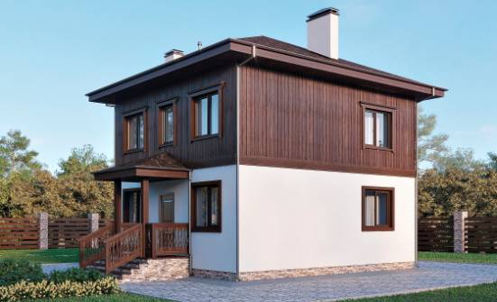 100-006-Л Проект двухэтажного дома, компактный коттедж из твинблока Южно-Сахалинск | Проекты домов от House Expert