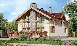165-002-П Проект двухэтажного дома мансардой и гаражом, красивый коттедж из твинблока Невельск, House Expert